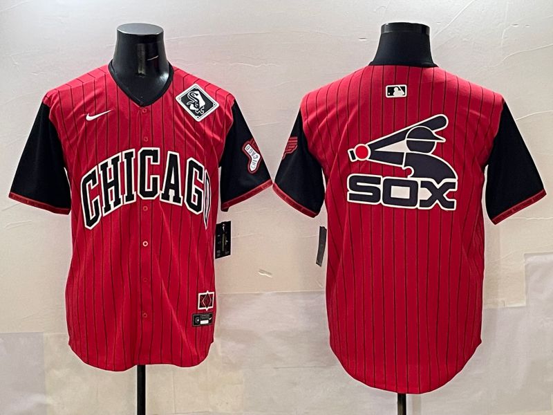 Men Chicago White Sox Blank Red Stripe Joint Name 2025 Nike MLB Jersey style 11->chicago white sox->MLB Jersey